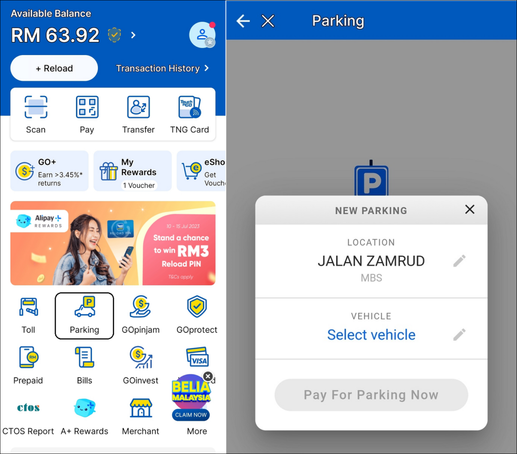 TnG eWallet Parking