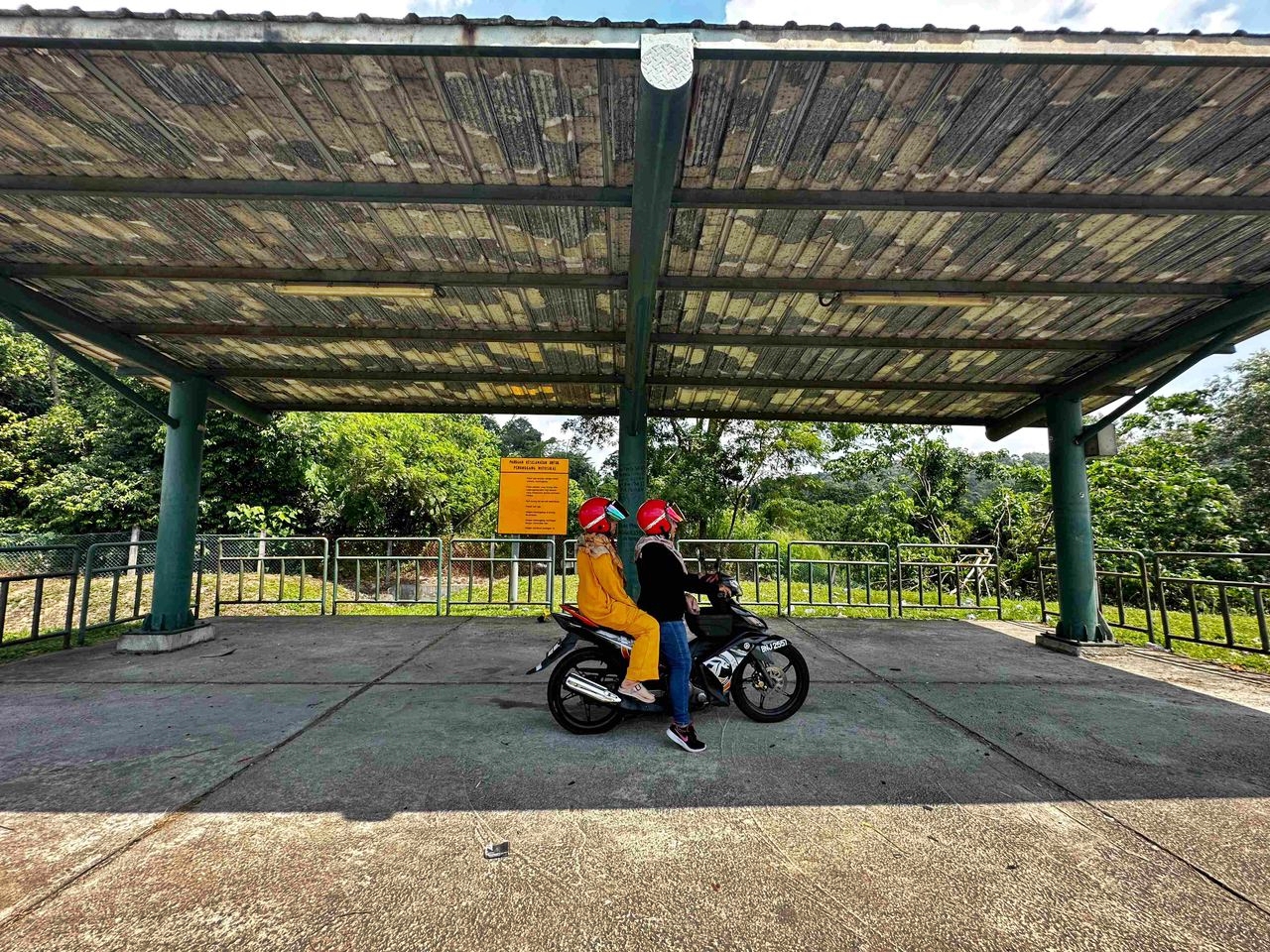 PLUS motorcvcle shelter on highway